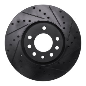 Cadillac BLS Brake Rotor (1) - Front Right - R1 Concepts - Drilled & Slotted - Black - `03-`11